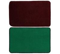Kuber Industries Microfiber Anti Slip 2 Pieces Door Mat 22"x14", Maroon & Green-CTKTC028385