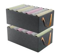 Kuber Industries Pack of 2 Foldable Cloth Organizer for Storage with Steel Frame & Sturdy Handles | Space-Saving Dress Organizer Boxes for Cupboard, Shelves & Wardrobes | LJ-2-GRY | Grey