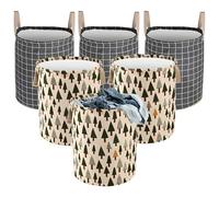 Kuber Industries Pack of 6 Foldable 60 LTR Laundry Basket for Clothes with Carry Handles | Durable & Easy To Clean Laundry, Towel & Toy Bag for Kids Storage | Printed- Green & Dark Grey