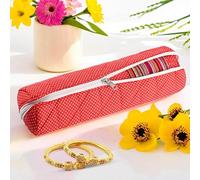Kuber Industries Single-Rod Bangles Organisers Storage Box | Gold Jewellery Pouch & Bracelet/Chudi Case Holder for Women | Polka Dots - Red