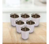 Kuber Industries Small Stainless Steel Glass | Set of 6 I South Indian Design | Multipurpose Serving Tea Coffee I Mirror Finish | Easy to Clean & Maintain