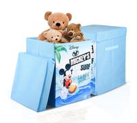 Kuber Industries Toy Storage Box|Laundry Basket for Toys|Folding Laundry Basket|Clothes Hamper with Lid & Handles|Storage Basket for Bathroom|Disney Mickey Surf|60 LTR|Pack of 2|Sky Blue