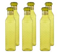 Kuber Industries Water Bottle | Plastic Water Bottle for Fridge | Water Bottle for Kitchen | Water Bottle for Refrigerator | Square H2O Bottle | 1 LTR | Pack of 6 | Green