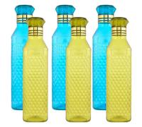 Kuber Industries Water Bottle | Plastic Water Bottle for Fridge | Water Bottle for Kitchen | Water Bottle for Refrigerator | Square H2O Bottle | 1 LTR | Pack of 6 | Multi