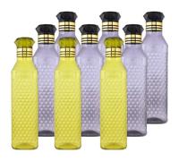 Kuber Industries Water Bottle | Plastic Water Bottle for Fridge | Water Bottle for Kitchen | Water Bottle for Refrigerator | Square H2O Bottle | 1 LTR | Pack of 9 | Multi