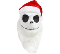 Kuberas Santa Christmas Mask with White Beard Red Hat The Skull Skeleton Latex Halloween Cosplay Costume Mask for Adults