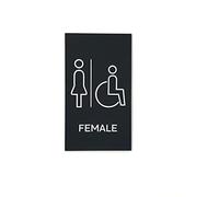 Kubik Letters Female Toilet Accessible Sign for Business with UK Standard Braille Cell, Modern Door Sign for All Gender Restroom with 3M Double Sided Tape
