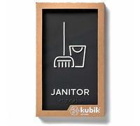 Kubik Letters Janitor Sign, ADA Compliant Modern Design Door Sign with Grade 2 Braille for Janitor Closet Area with 3M Double Sided Tape
