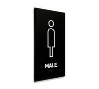 Kubik Letters Male Toilet Sign for Business with UK Standard Braille Cell, Modern Door Sign for Men and Gents WC with 3M Double Sided Tape