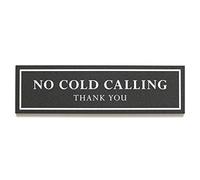 Kubik Letters No Cold Caller Sign for Front Door - No Cold Calling Door Sign - 5 mm Thick Acrylic Size 6 cm x 21 cm with Strong Adhesive Tapes (Dark Grey Metallic)