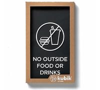 Kubik Letters No Outside Food or Drinks Sign, Modern Design Door Sign for Restaurant and Cafe with 3M Double Sided Tape