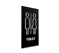 Kubik Letters Unisex Toilet Sign for Business with UK Standard Braille Cell, Modern Door Sign for All Gender Restroom with 3M Double Sided Tape