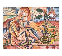 Kubista Fakir Taming Snakes Abstract Painting Extra Large Art Print Wall Mural Poster Premium XL