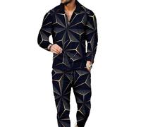 Kubsid Mens Tracksuit Set 2 Piece Long Sleeve Polo Shirt and Pants Jogging Sweatsuits Sets Casual Fashion Vacation Outfits, Starlight, Medium