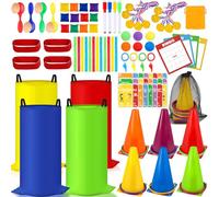 KUBUSFLY Potato Sack Race Bags, 116 Pcs Outdoor Carnival Games for Kids, Lawn Field Day Games Set with Bean Bags, Ring Toss, Cones, Bingo Cards, Carnival Yard for Family Adults Kids Birthday Party