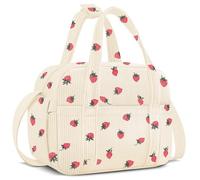 KUBYA Lunch Box Lunch Bag for Women Adults Men, Cute Insulated Reusable Leakproof Simple Lunch Boxes Soft Corduroy Small Lunch Tote Bag Cooler Bag Containers, with Shoulder Strap