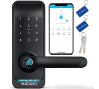 KUCACCI Smart Door Lock, Keyless Entry Door Lock, Fingerprint Door Lock, Digital Door Lock, Keypad Door Lock with Handle, Bluetooth WiFi Door Locks, Smart Door Handle for Smart Home(Black)