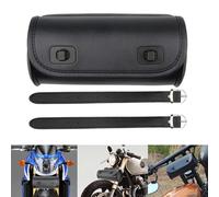 kucehiup Motorcycle Handlebar Bag,Tool Bag PU Leather Universal Barrel Roll Bag Motorcycle Fork Bag Saddlebags Sissy Bar Pouch Storage Bag for Motorbike Bike(Black)