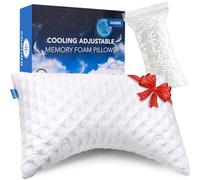 KUCEY Cooling Side Sleeper Pillow for Neck and Shoulder Pain, Luxury Shredded Memory Foam Curved Bed Pillows for Sleeping Set of 1- Adjustable Queen Size- Washable Cover