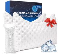 KUCEY Cooling Side Sleeper Pillow for Neck and Shoulder Pain, Luxury Shredded Memory Foam Curved Bed Pillows for Sleeping Set of 2- Adjustable Queen Size- Washable Cover