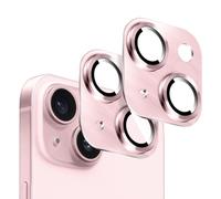 Kucheed 2PCS Camera Lens Protector for iPhone 15/iPhone 15 Plus, One-Piece Metal Aluminum with 3D Texture Designed Decoration, Anti-Scratch Full Protection Back Camera Cover