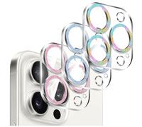 Kucheed 3PCS Glitter Camera Lens Protector for iPhone 13 Pro/iPhone 13 Pro Max, One-Piece Clear Acrylic Shell with Colorful Sparkling Shiny Designed Decoration Back Camera Cover