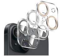 Kucheed 3PCS Shiny Camera Lens Protector for iPhone 12/iPhone 12 Mini, One-Piece Clear Acrylic Shell with Colorful Sparkling Glitter Designed Decoration Back Camera Cover