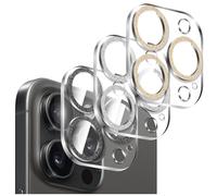 Kucheed 3PCS Shiny Camera Lens Protector for iPhone 16 Pro/iPhone 16 Pro Max, One-Piece Clear Acrylic Shell with Colorful Sparkling Glitter Designed Decoration Back Camera Cover