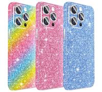 Kucheed 3PCS Sparkling Skin Protector for iPhone, Bling Glitter Shiny Grain Full Cover Edges Sticker, Precise-Fit Back Protector/Luxury Wraps/Bling Phone Decorations for iPhone 13