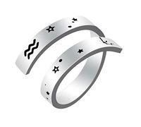 Kucheed Aquarius Rings for Women Men, Stainless Steel Zodiac Engraving Open Finger Rings, 12 Horoscope Astrology Statement Vintage Bands, US Size 8-9 Thumb Ring Jewelry Personality Gifts
