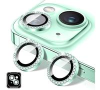 Kucheed Diamond Camera Lens Protector Compatible for iPhone 11, Bling Tempered Glass Camera Cover, Individual Automatic Alignment Metal Rings, Glitter Phone Lens Cover Film Stickers