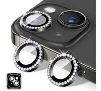 Kucheed Diamond Camera Lens Protector Compatible for iPhone 13/13 Mini, Bling 9H Tempered Glass Camera Cover, Individual Automatic Alignment Metal Rings, Glitter Phone Lens Cover Film Stickers