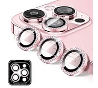 Kucheed Diamond Camera Lens Protector Compatible for iPhone 14 Pro/14 Pro Max, Bling Tempered Glass Camera Cover, Individual Automatic Alignment Metal Rings, Glitter Phone Lens Cover Film Stickers