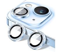 Kucheed Diamond Camera Lens Protector Compatible for iPhone 16/16 Plus, Bling Tempered Glass Camera Cover, Individual Automatic Alignment Metal Rings, Glitter Phone Lens Cover Film Stickers