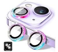 Kucheed Diamond Camera Lens Protector Compatible for iPhone 17 Air, Bling Tempered Glass Camera Cover, Individual Automatic Alignment Metal Rings, Glitter Phone Lens Cover Film Stickers