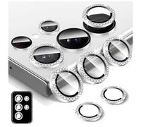 Kucheed Diamond Camera Lens Protector for Samsung Galaxy S22 Ultra, 9H Tempered Glass Back Camera Cover Screen Protector, Bling Anti-Scratch Individual Aluminum Metal Protective Ring