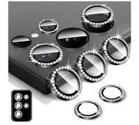 Kucheed Diamond Camera Lens Protector for Samsung Galaxy S22 Ultra, 9H Tempered Glass Back Camera Cover Screen Protector, Bling Anti-Scratch Individual Aluminum Metal Protective Ring