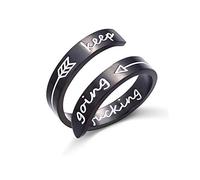 Kucheed Inspirational Ring, Stainless Steel Engraved Keep Going Rings Jewelry,Cool Opening Stacking Ring,Size Adjustable Thumb Band Personality Encouragement Gift for Men Women