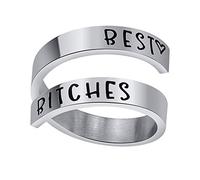 Kucheed Inspirational Rings for Women Men, Stainless Steel Engraved I am Enough Thumb Ring Jewelry, US Size 8-9 Spiral Wrap Twist Band, Personality Encouragement Finger Ring Graduation Birthday Gifts,