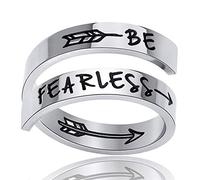 Kucheed Inspirational Rings for Women Men, Stainless Steel Engraved I am Enough Thumb Ring Jewelry, US Size 8-9 Spiral Wrap Twist Band, Personality Encouragement Finger Ring Graduation Birthday Gifts