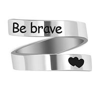 Kucheed Inspirational Rings for Women Men, Stainless Steel Engraved I am Enough Thumb Ring Jewelry, US Size 8-9 Spiral Wrap Twist Band, Personality Encouragement Finger Ring Graduation Birthday Gifts