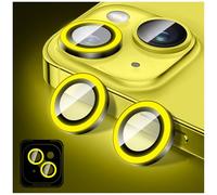 Kucheed Luminous Camera Lens Protector Compatible for iPhone 14/14 Plus, Bling Noctilucent Tempered Glass Camera Cover Film Stickers, Glow in the Dark Automatic Alignment Alloy Rings