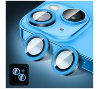 Kucheed Luminous Camera Lens Protector Compatible for iPhone 14/14 Plus, Bling Noctilucent Tempered Glass Camera Cover Film Stickers, Glow in the Dark Automatic Alignment Alloy Rings