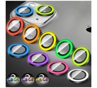 Kucheed Luminous Camera Lens Protector Compatible for iPhone 15 Pro/15 Pro Max, Bling Noctilucent Tempered Glass Camera Cover Film Stickers, Glow in the Dark Automatic Alignment Alloy Rings