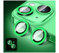 Kucheed Luminous Camera Lens Protector Compatible for iPhone 17, Bling Noctilucent Tempered Glass Camera Cover Film Stickers, Glow in the Dark Automatic Alignment Alloy Rings