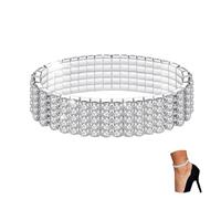 Kucheed Twinkle Diamond Anklets, Elastic Sparkling Rhinestone Foot Jewelry, Bling Tennis Ankle Bracelet Shining, Silver Crystal Bridal Bangle Anklet for Women(Silver - 5 Rows)