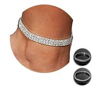 Kucheed Twinkle Diamond Anklets, Elastic Sparkling Rhinestone Foot Jewelry, Bling Tennis Ankle Bracelet Shining, Silver Crystal Bridal Bangle Anklet for Women