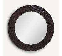 Kuchim Round Mirror with Gouged Finish and Diameter 100cm Ground Coffee