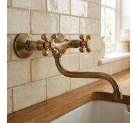 Kuchinox Elegant 's' Type Antique Brass Bathroom Tap Kitchen Faucet Ancient Retro Heads