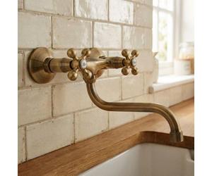 Kuchinox Elegant 's' Type Antique Brass Bathroom Tap Kitchen Faucet Ancient Retro Heads